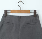 Retro Low Waist Vertical Stripes Anti Exposure Summer Skirt