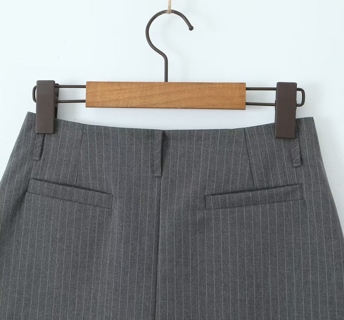 Retro Low Waist Vertical Stripes Anti Exposure Summer Skirt
