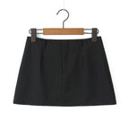 Retro Low Waist Vertical Stripes Anti Exposure Summer Skirt