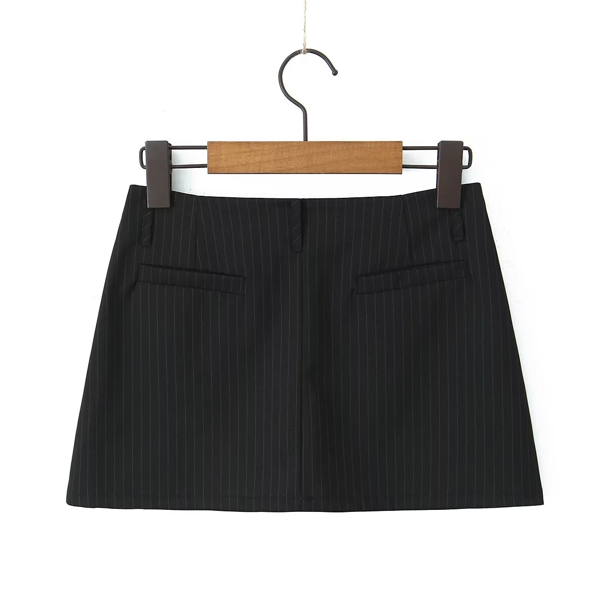 Retro Low Waist Vertical Stripes Anti Exposure Summer Skirt