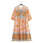 Women's Spring Rayon Positioning Floral Short Sleeve Dress