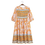 Women's Spring Rayon Positioning Floral Short Sleeve Dress
