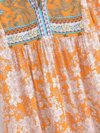 Women's Spring Rayon Positioning Floral Short Sleeve Dress