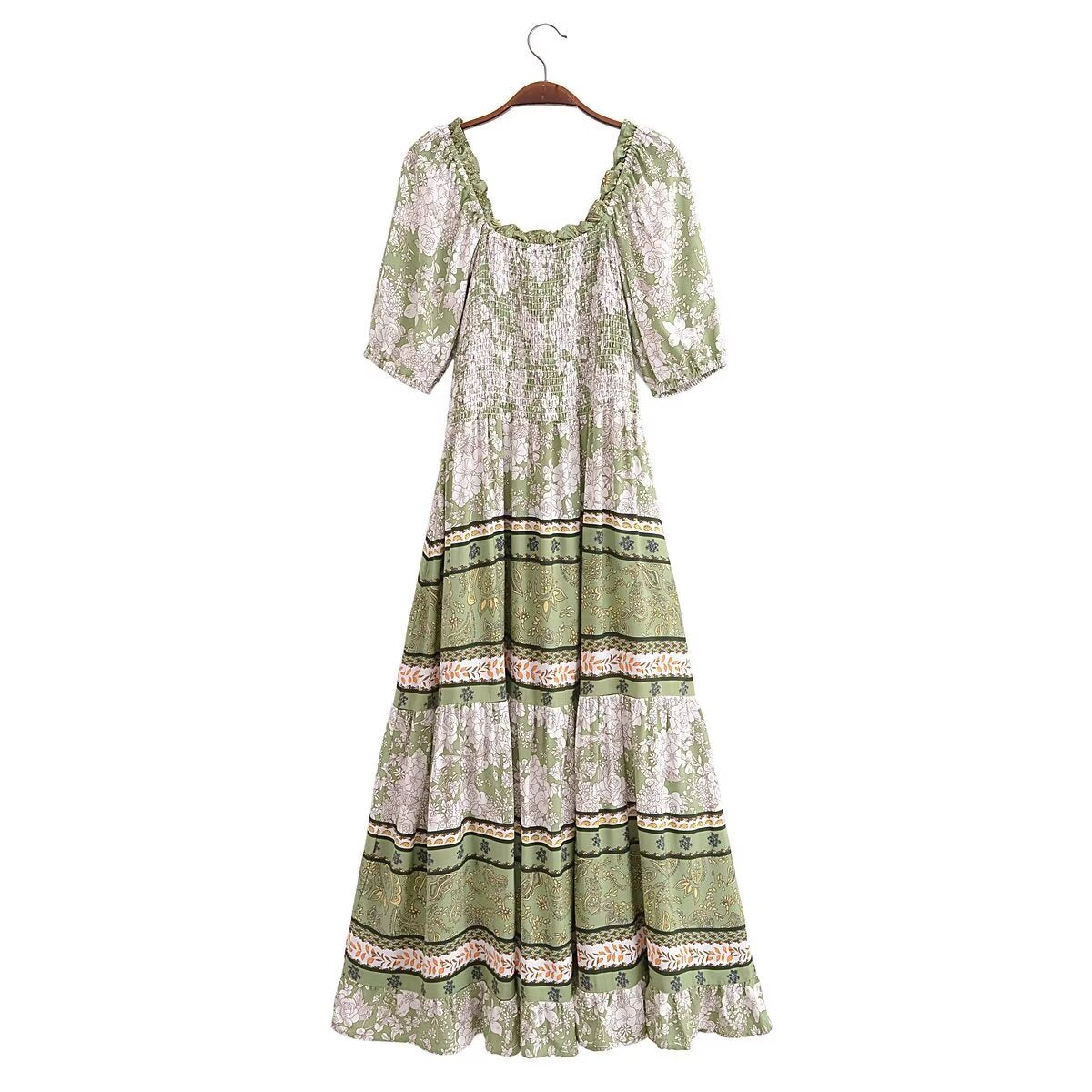 Spring Positioning Floral off-Shoulder Elastic Dress