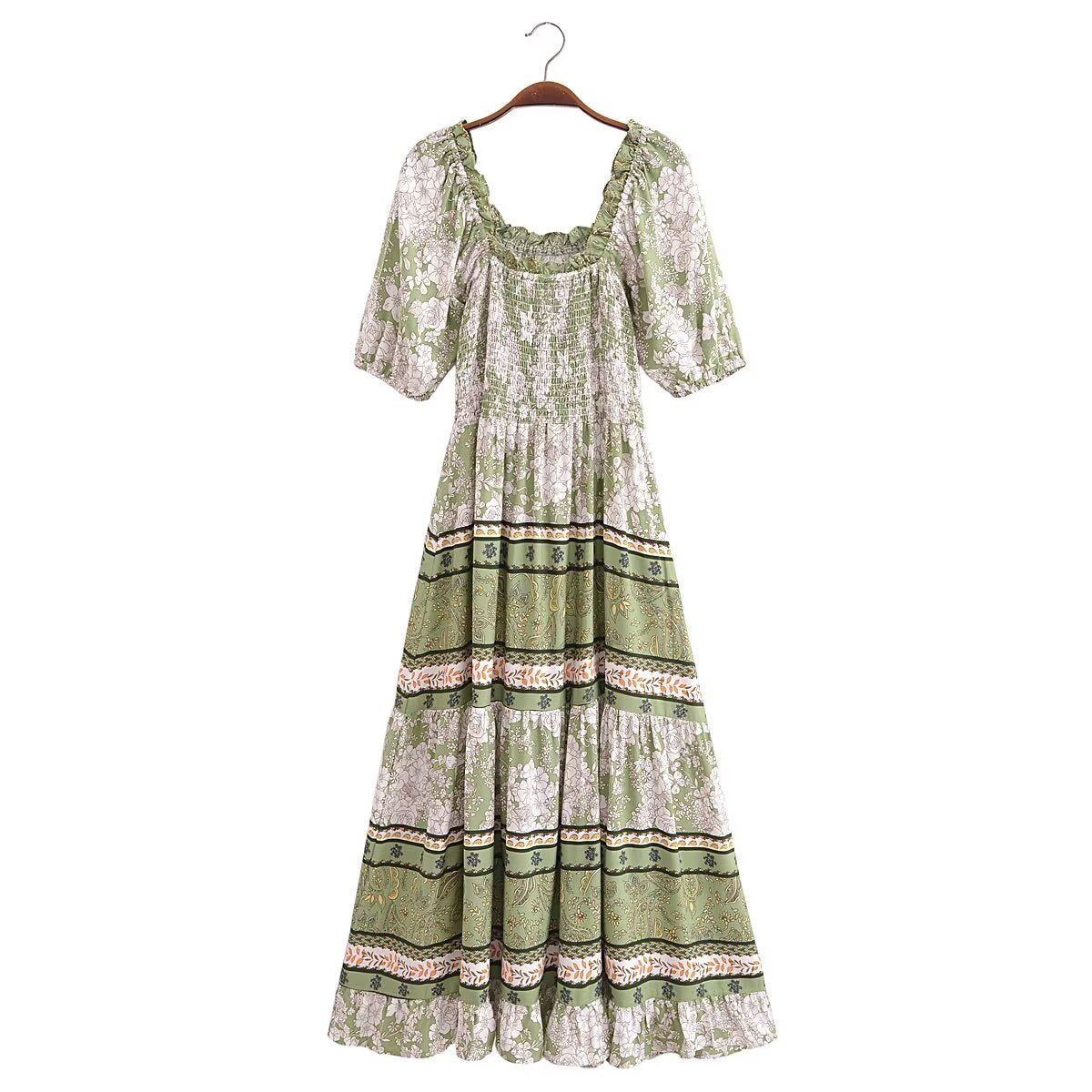 Spring Positioning Floral off-Shoulder Elastic Dress