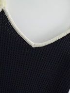 French Wooden Ear Color Matching Knitted Camisole Chic