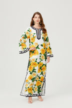 Women's 's Floral Button-Front A-Line Maxi Dress