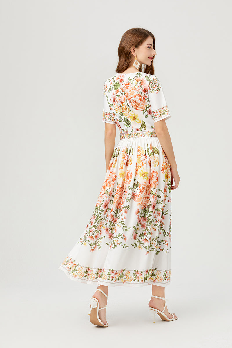 Women's 's Floral Short-Sleeve A-Line Dress