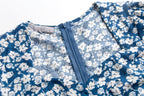 Blue Floral Puff-Sleeve Maxi Dress