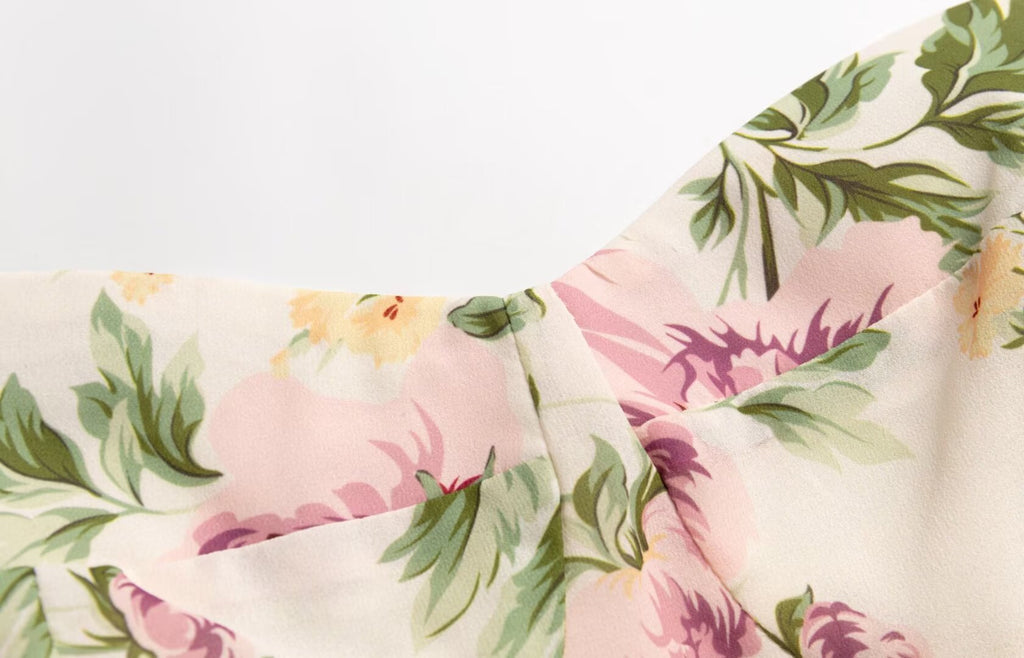 Women's Floral High-Waist Side-Slit Dress