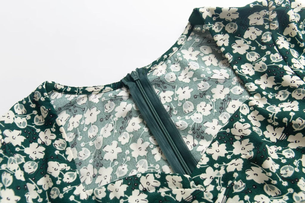 Floral Off-Shoulder Puff-Sleeve Dress