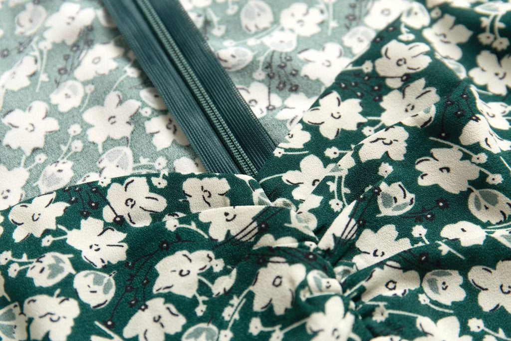 Floral Off-Shoulder Puff-Sleeve Dress