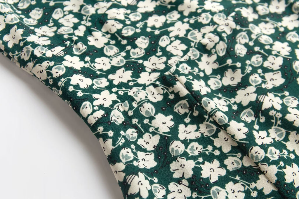 Floral Off-Shoulder Puff-Sleeve Dress