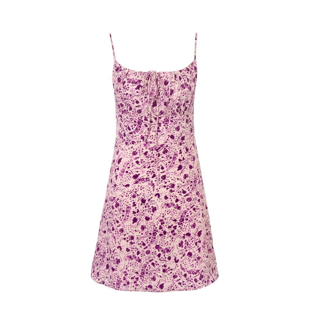 Spring Romantic Purple Printed Butterfly Strap Holiday Casual Dress