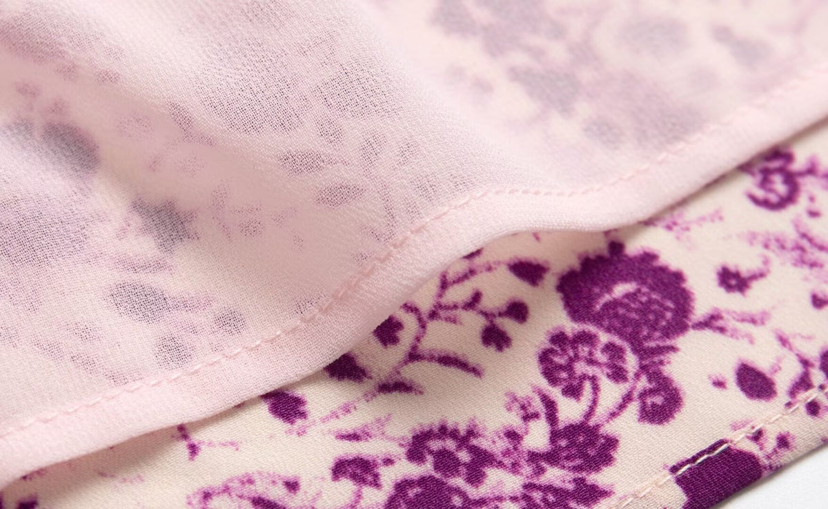 Spring Romantic Purple Printed Butterfly Strap Holiday Casual Dress