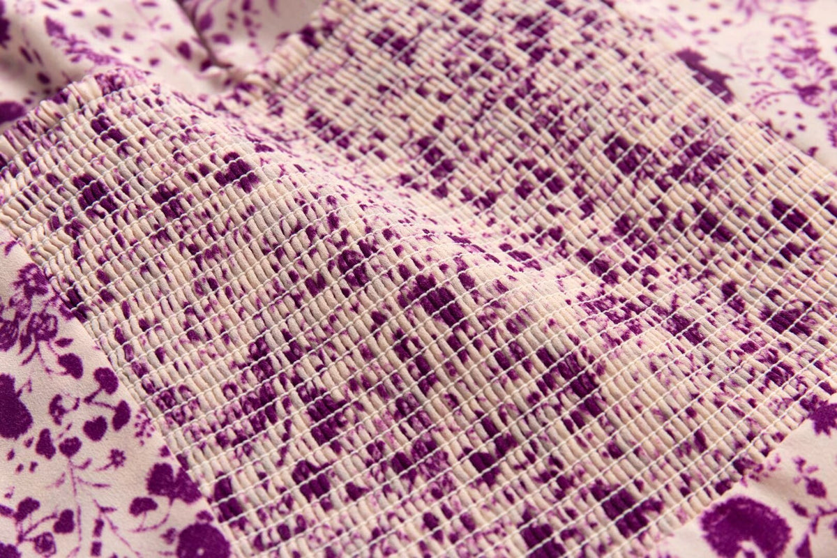 Spring Romantic Purple Printed Butterfly Strap Holiday Casual Dress