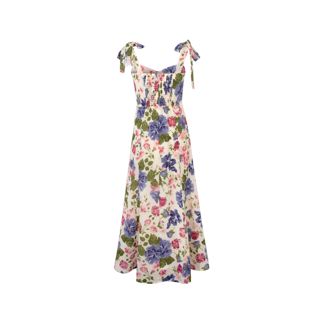 Women's Floral V-Neck Waist-defining Dress