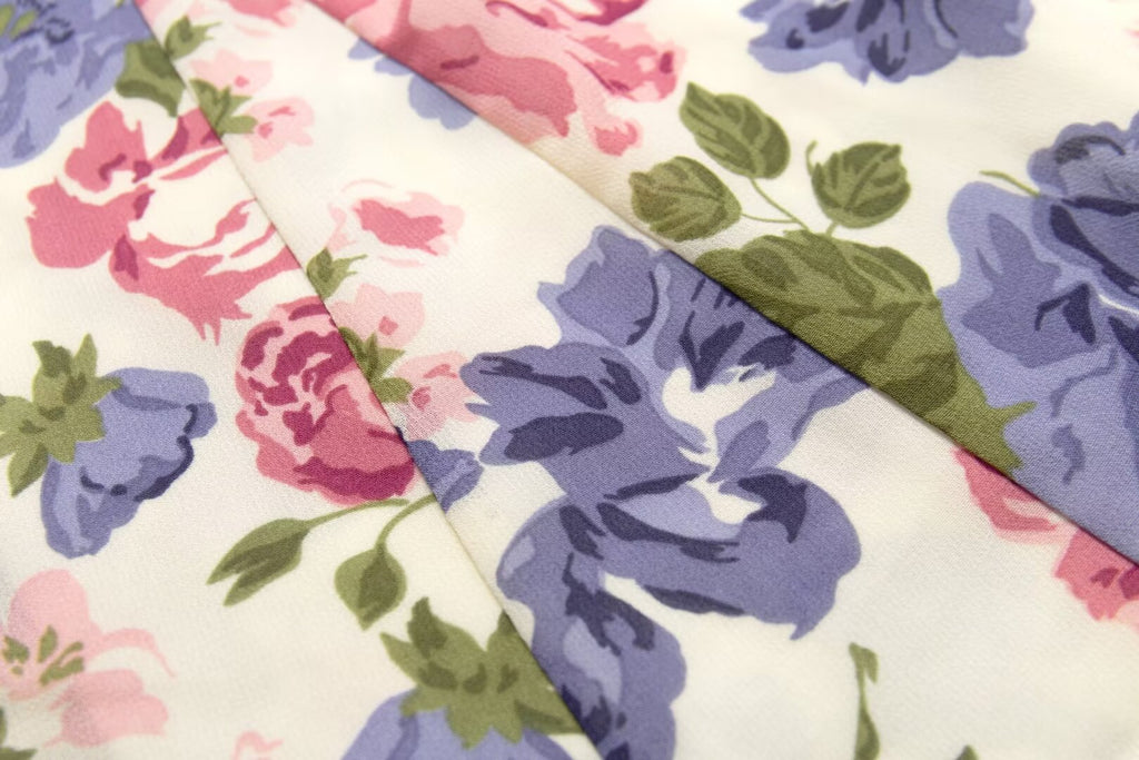 Women's Floral V-Neck Waist-defining Dress