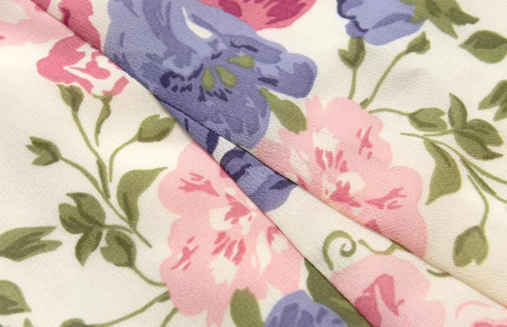 Women's Floral V-Neck Waist-defining Dress