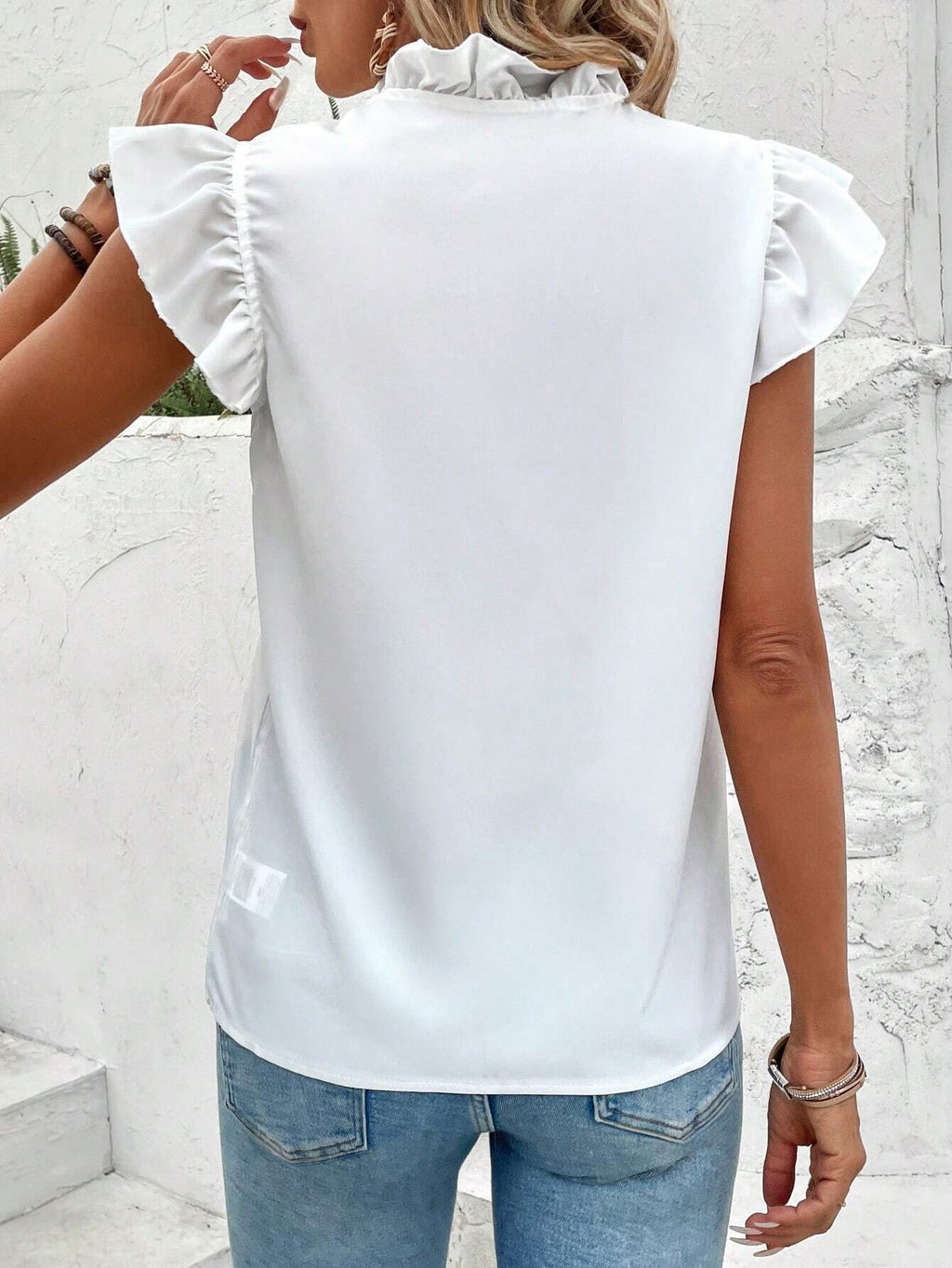 Women's Spring Summer Ruffle Blouse Women Short Sleeved Shirt