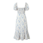 Square-Neck Puff Sleeve French Floral Boning Corset Large Holiday