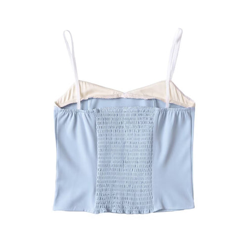Summer French Sexy Sexy Slimming Tube Top Faux Two Piece Suspender Vest Short Top