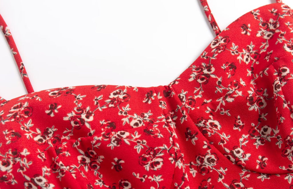 Floral Spaghetti-Strap Midi Dress