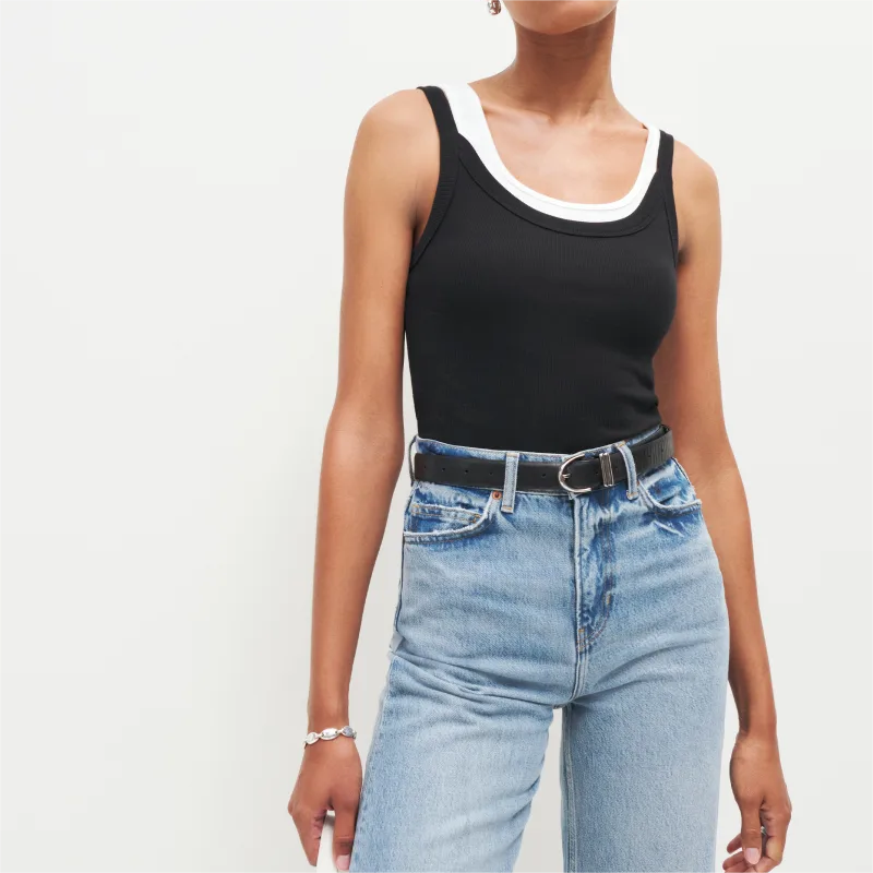 Women's Contrast Color Spaghetti Strap Crop Top