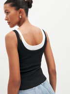Women's Contrast Color Spaghetti Strap Crop Top