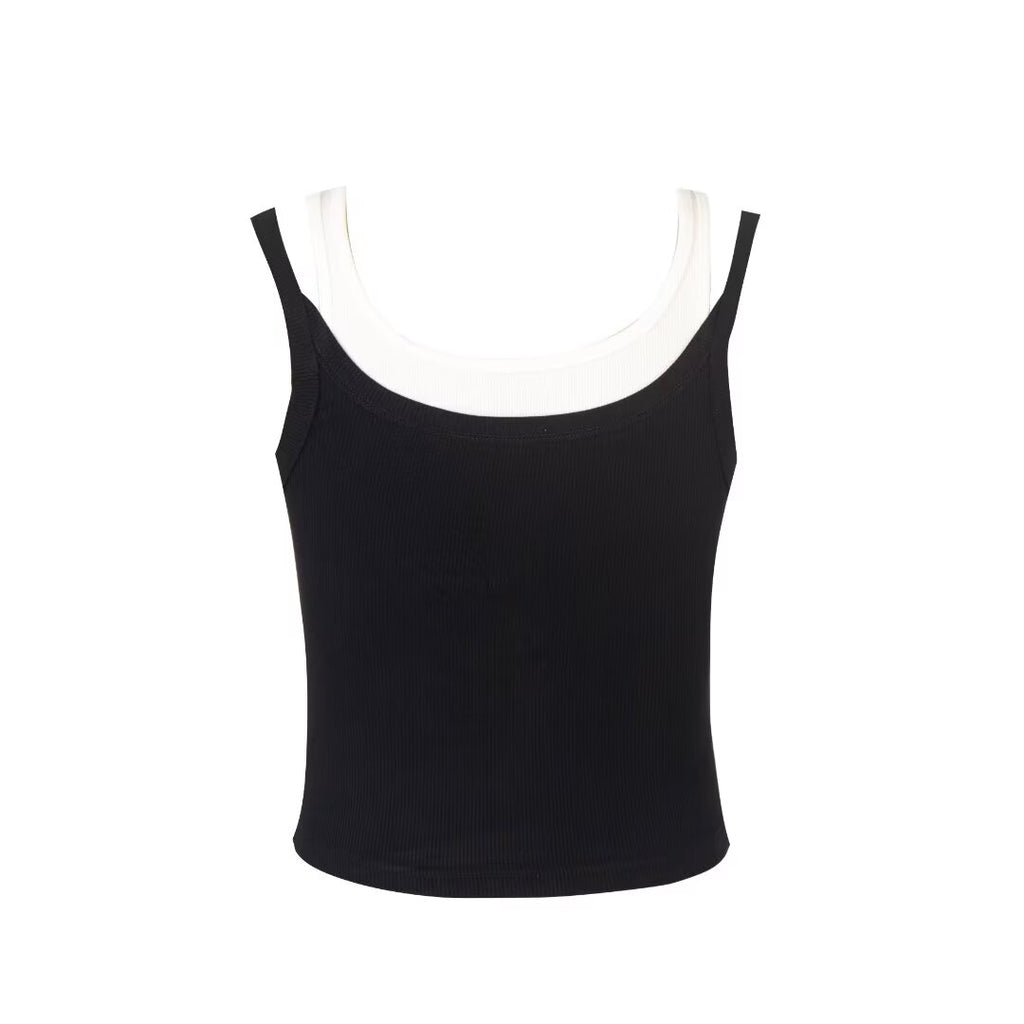 Women's Contrast Color Spaghetti Strap Crop Top
