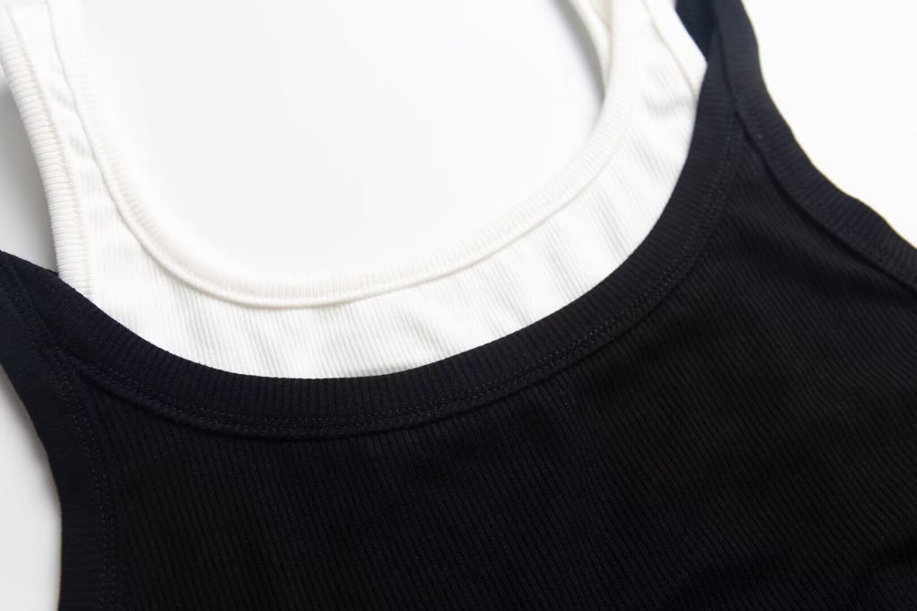 Women's Contrast Color Spaghetti Strap Crop Top