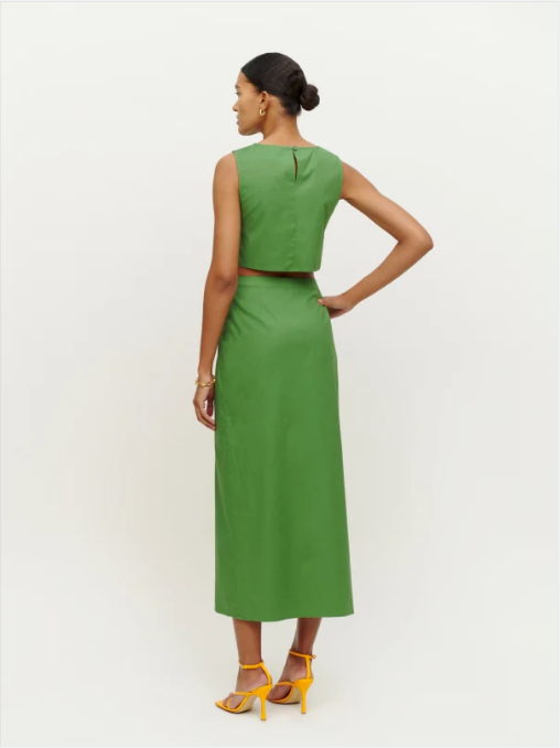 Women's Spring Street Solid Color Cropped Small Top Slim Fit Mid Length Skirt Set