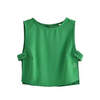 Women's Spring Street Solid Color Cropped Small Top Slim Fit Mid Length Skirt Set