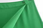 Women's Spring Street Solid Color Cropped Small Top Slim Fit Mid Length Skirt Set