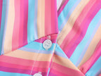 Women's Spring V Neck Short Sleeve High Waist Striped Dress