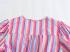 Women's Spring V Neck Short Sleeve High Waist Striped Dress