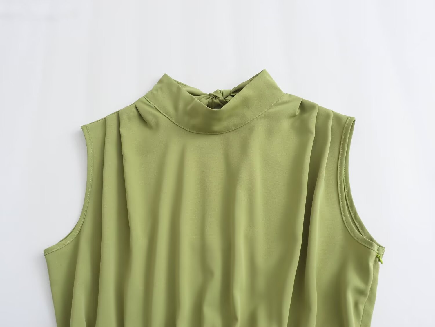 Mock Neck Cutout Slit A-Line Midi Dress