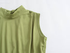 Mock Neck Cutout Slit A-Line Midi Dress