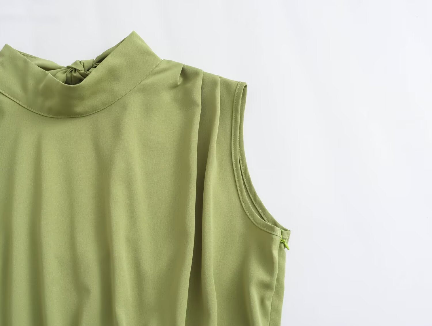 Mock Neck Cutout Slit A-Line Midi Dress