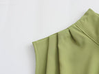 Mock Neck Cutout Slit A-Line Midi Dress
