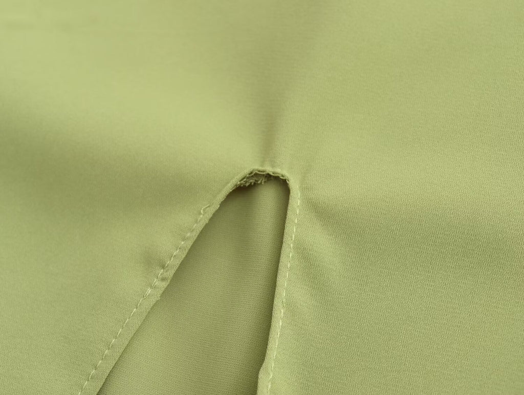 Mock Neck Cutout Slit A-Line Midi Dress