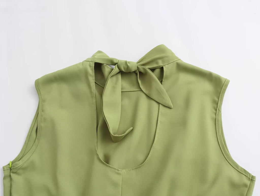 Mock Neck Cutout Slit A-Line Midi Dress