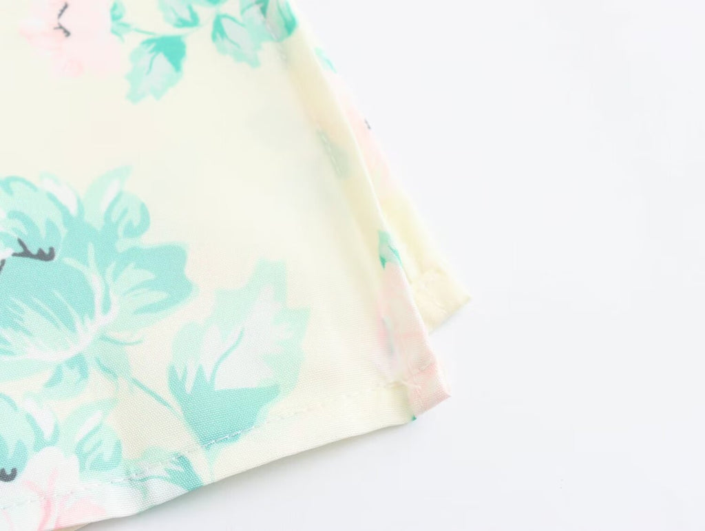 Women's V-Neck Short Sleeve High-Waist Printed Dress