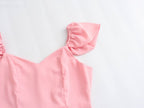 Women's Smocked V-Neck Puff-Sleeve Midi Dress