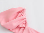 Women's Smocked V-Neck Puff-Sleeve Midi Dress