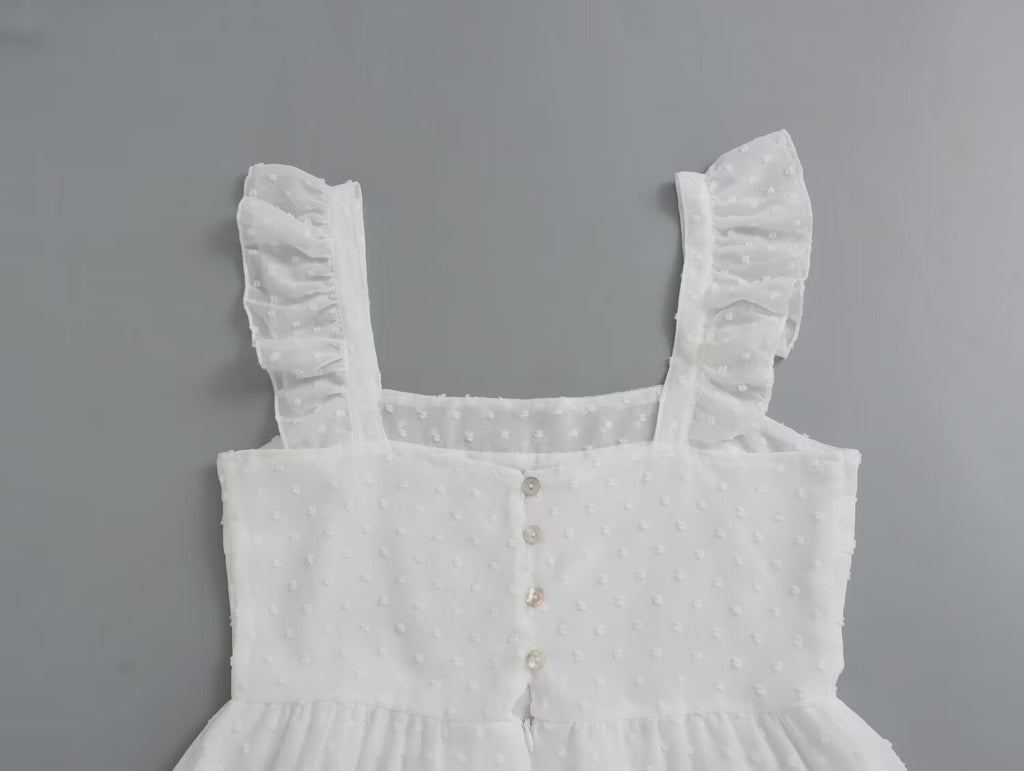 Women's V-Neck Lace Ruffle Sleeveless Maxi Dress