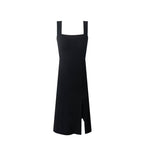 Square-Neck Spaghetti-Strap Side-Slit Midi Dress