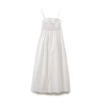 Sweet Embroidery Poplin Strap Elastic Waist Dress Vacation
