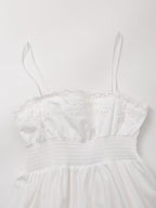 Sweet Embroidery Poplin Strap Elastic Waist Dress Vacation