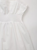 Sweet Embroidery Poplin Strap Elastic Waist Dress Vacation